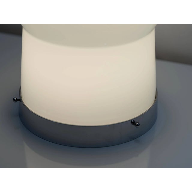 White Sergio Asti Large Opaline Glass and Chromed Brass Lamp for Bilumen, 1972 For Sale - Image 8 of 10
