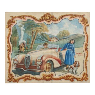 Delahaye Automobile Painting c1930's For Sale