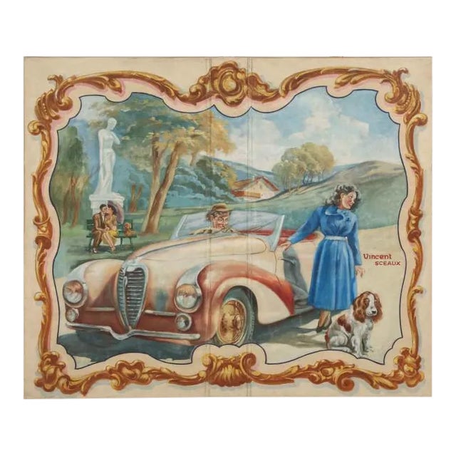 Delahaye Automobile Painting c1930's For Sale