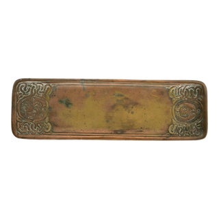 Tiffany Studios New York Zodiac Pattern Bronze Pen Tray For Sale