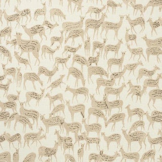 Schumacher Fauna Fabric in Natural For Sale