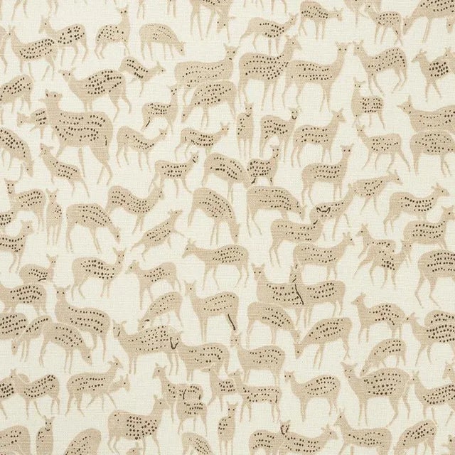 Schumacher Fauna Fabric in Natural For Sale