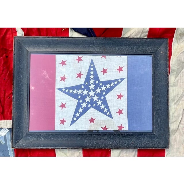 Authentic Antique American Flag Bunting Roosevelt Campaign Cotton Period Oak Frame For Sale In Philadelphia - Image 6 of 8