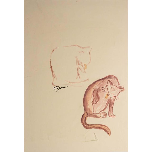 French Artist, Study of Cat, 1940s, Lithograph For Sale - Image 4 of 5