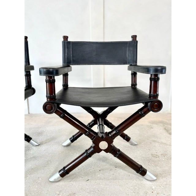 American (2) Ralph Lauren Director’s Chairs in Estate Black Leather For Sale - Image 3 of 14