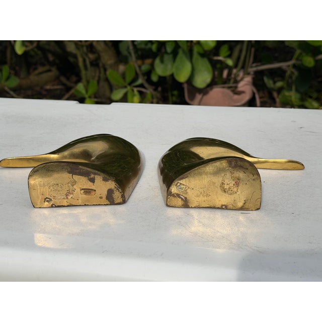 Vintage Brass Abstract Duck Bookends, Pair For Sale - Image 10 of 12