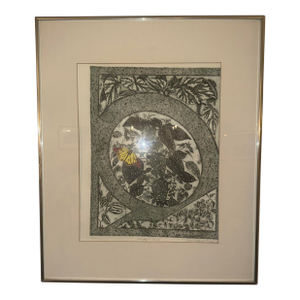 1970s Joann Walworth Turner "Butterfly in Search" Signed 1975 Etching With Hand-Applied Color, 3/100
