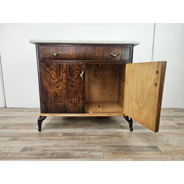 Art Deco Dressing Table in Mahogany Burl with White Marble Top, 1950 For Sale - Image 14 of 18