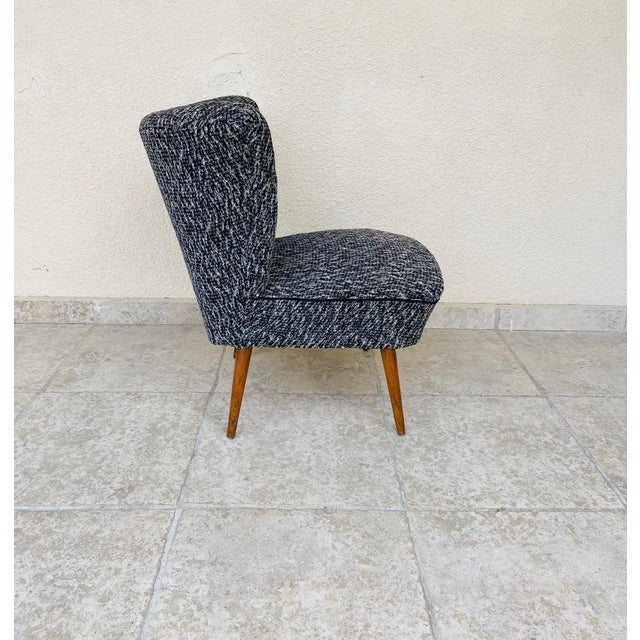 Mid-Century Modern Vintage Chair in Heather Grey Fabric, 1960s For Sale - Image 3 of 8