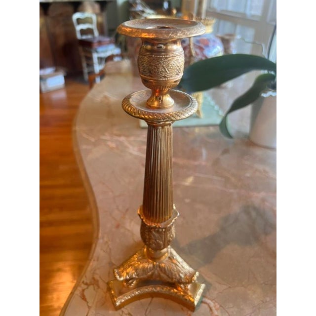 Mid 19th Century French 19th Century Gilt Bronze Candlestick For Sale - Image 5 of 5