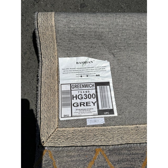 7ft 7in × 9ft 8in Bashian Greenwich Gray + Gold Geometric Area Rug For Sale In San Francisco - Image 6 of 9