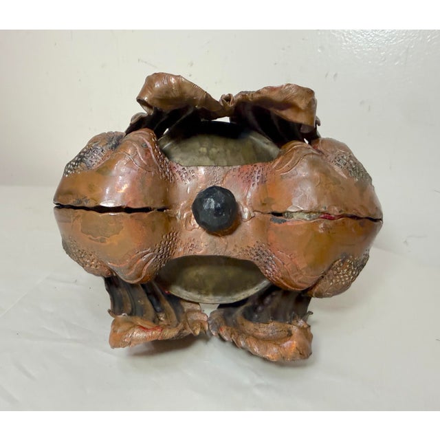 Thick Antique Handmade Forged Copper Brutalist Candle Holder Centerpiece Pricket For Sale - Image 12 of 13