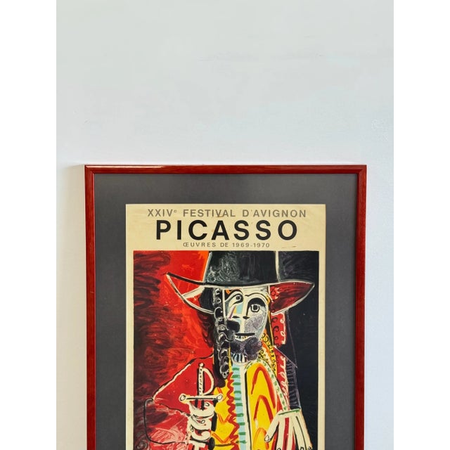 W25.25 D1.5 H36 Vintage Picasso print from the 1970s in fair vintage condition. Contents show some wear pictured closely...