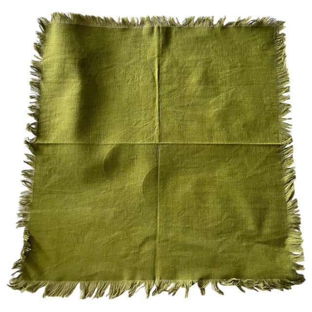 Late 20th Century Vintage Set of 7 Dinner Linen Napkins Neutral Colors Fringed Farmhouse Boho Easter Earth Tones For Sale - Image 5 of 12