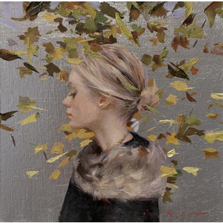 Harvest by Cody Erickson | Oil on Silver Leaf Portrait of a Woman in Profile For Sale