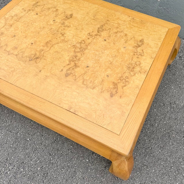 Ming Style Blonde Burlwood Scene Two Coffee Table by Henredon For Sale In West Palm - Image 6 of 12