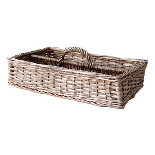 Vintage Divided Wicker Gathering Basket For Sale