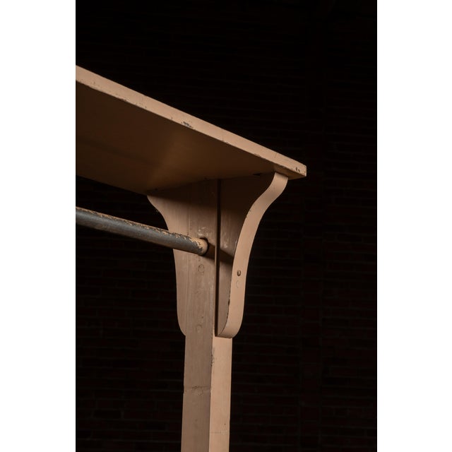 Early 20th Century Early 20th Century Industrial Rolling Wooden Garment Rack in Beige For Sale - Image 5 of 7
