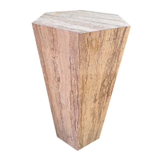 Mid 20th Century Postmodern Faux Travertine Laminate Pedestals - A Pair For Sale - Image 9 of 12