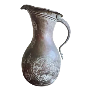 Antique Islamic Engraved Brass Pitcher