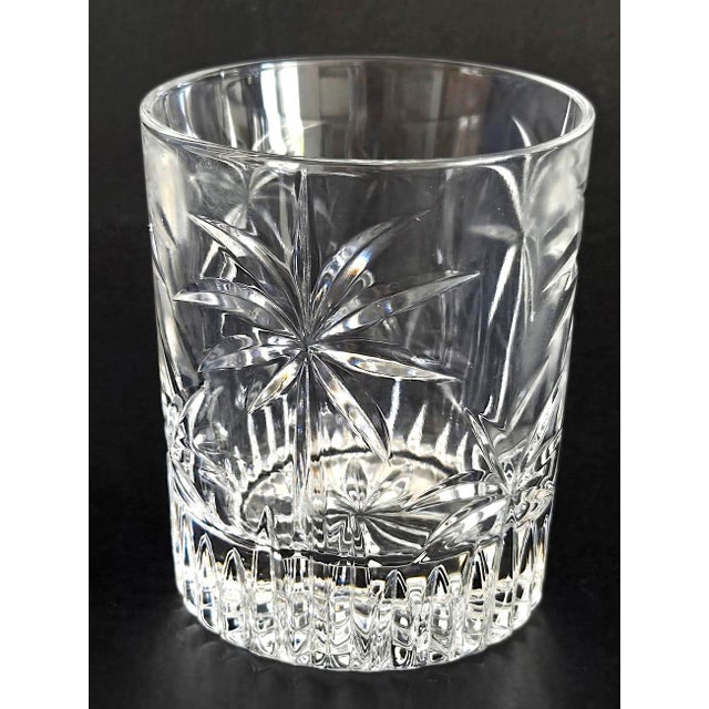 1980s Palm Double Old Fashioned Crystal Tumblers by Godinger, Set of 8 For Sale - Image 10 of 11