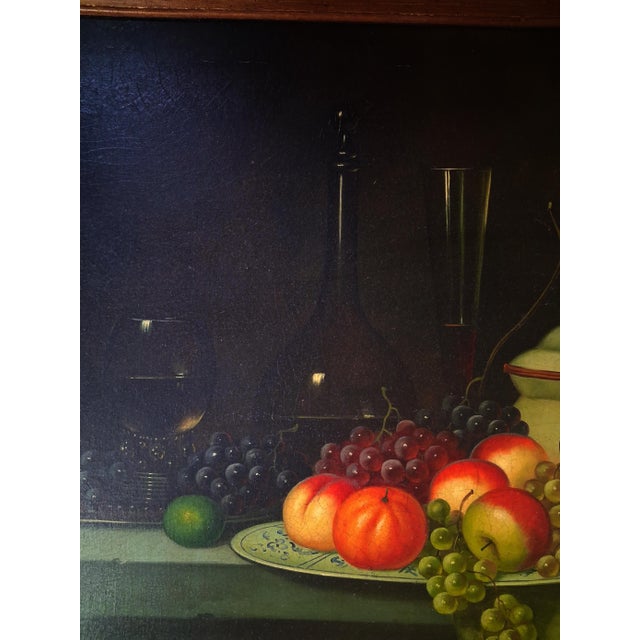 Scarlet Vintage Mid-20th Century Realist Still Life Oil Painting After Johann Winck With Fruit and Porcelain Tureen For Sale - Image 8 of 12