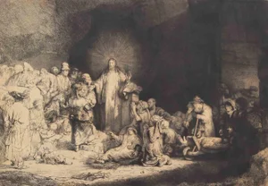 Léopold Flameng, Hundred Guilder Leaf, Christ Heals the Sick, Etching, 1870