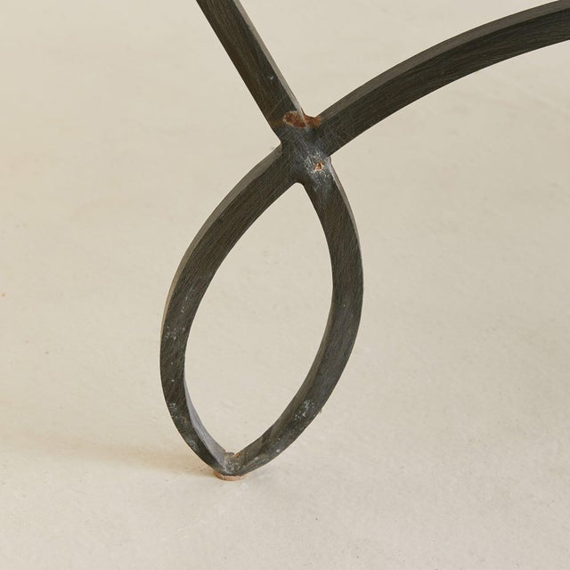 Metal French Iron + White Marble Coffee Table, 1940s For Sale - Image 7 of 8