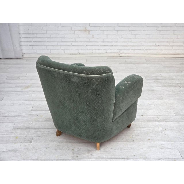 Vintage Danish Lounge Chair in Light Green Furniture Wool, 1960s For Sale - Image 9 of 18