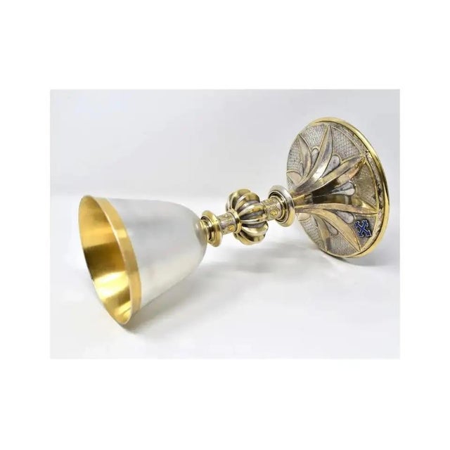 French Antique French 950 Silver Gilt Enamel Chalice by Placide Poussielgue-Rusand For Sale - Image 3 of 12