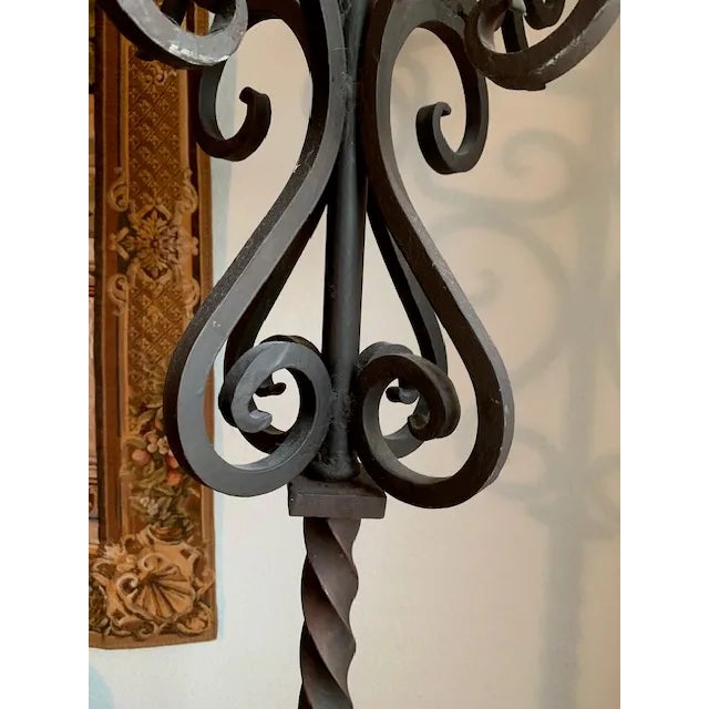 Pair of Emmanuel Design Group Designer Wrought Iron Floor Candelabras – Statement Art Pieces For Sale - Image 4 of 7