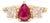 Ancient Prong Set Ruby & Round Diamond Past Present Future Ring Size 5 in 14k Gold For Sale