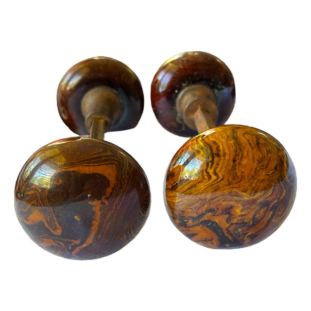Antique Bennington Ceramic Door Knobs – A Pair (C. 19th Century) For Sale