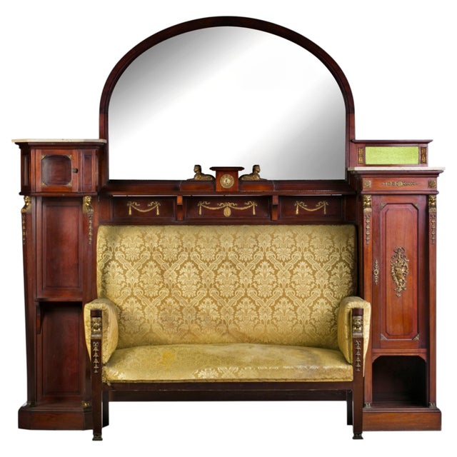 Empire Style Cupboard with Settee, End 19th Century For Sale - Image 6 of 6