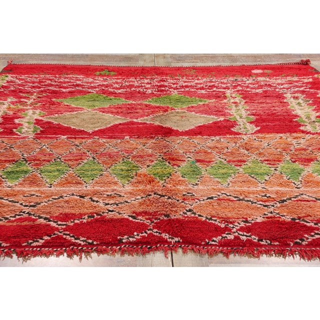 Red Vintage Red Beni M'Guild Moroccan Rug - 06'06 X 06'06 For Sale - Image 8 of 9