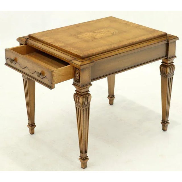 Weiman Burl Wood Top Rectangular One Drawer Side End Table Nightstand For Sale - Image 9 of 13