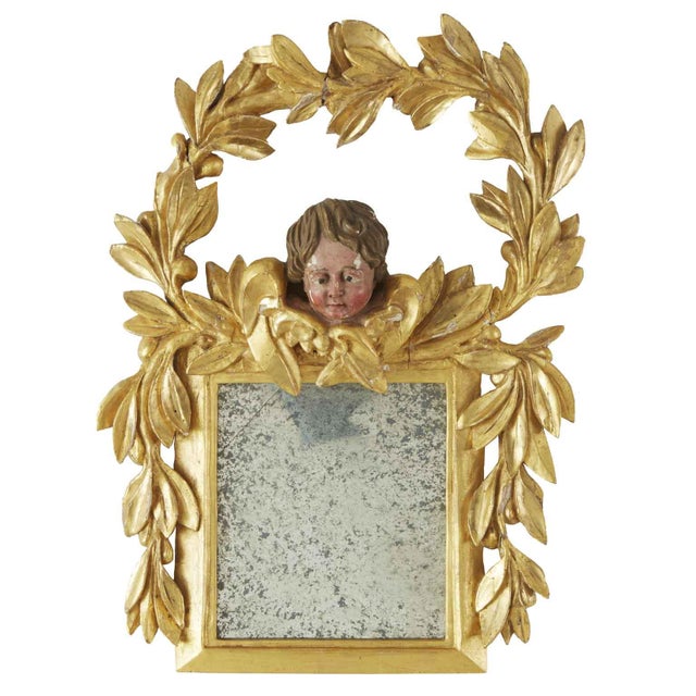 Gilded Mirror with Cherub, 1800 For Sale - Image 9 of 9