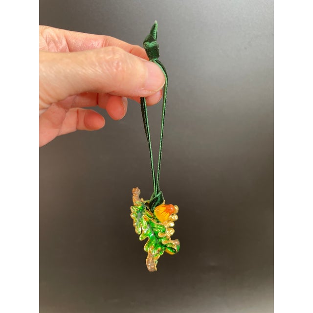 Enameled Oak Leaves & Acorns Wreath Ornament For Sale - Image 9 of 12