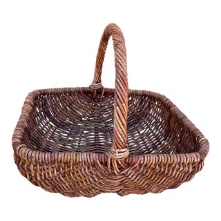 Vintage French Extra Large Gathering Basket For Sale