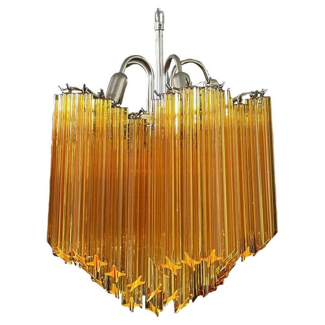 Modern Quadriedri Glass Chandelier with 60 Amber Prism Quadriedri, 1990s For Sale - Image 18 of 18