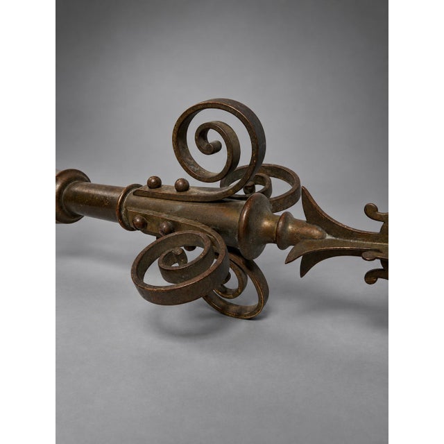 Brass Pair of 19th C, French Brass Fleur-De-Lis Gate Post Finials on Lucite Bases For Sale - Image 8 of 8