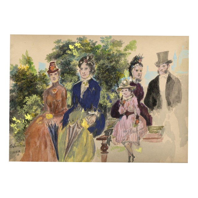 Alexander Hunter, High Society in Edinburgh, 1888, Watercolour For Sale
