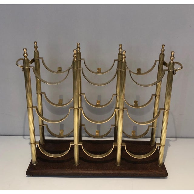 1940s Neoclassical brass bottle rack in the style of Maison Jansen For Sale - Image 12 of 12