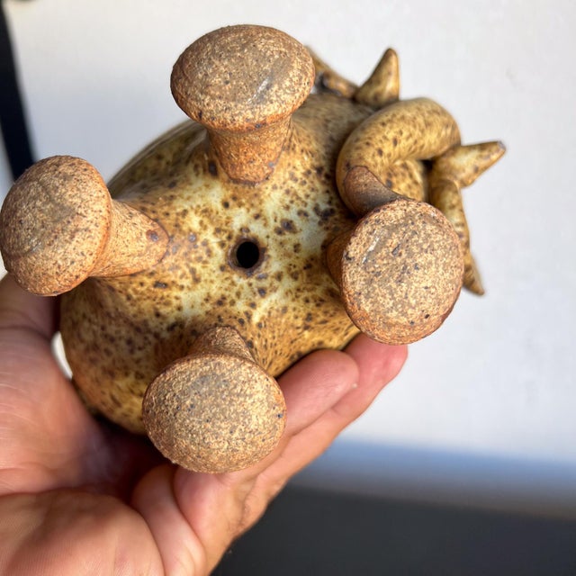 1960s Studio Art Pottery Stoneware Elephant and Tiny Bird For Sale - Image 9 of 12