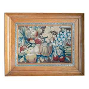 17th or 18th Century French Flemish Aubusson Tapestry Still Life Fragment in Frame