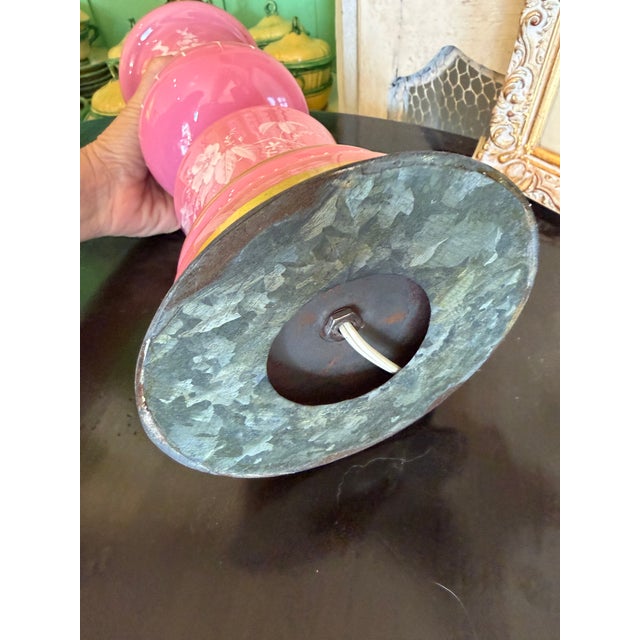 Late 19th Century Antique Mary Gregory Pink Opaline Lamp For Sale - Image 5 of 16