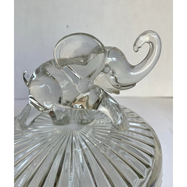 Art Deco 1920's Jeanette Glass Elephant Lidded Powder Candy Dish For Sale - Image 3 of 7