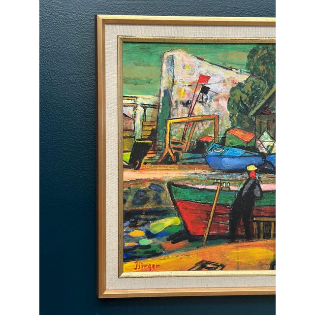 Birger E. Son Birger, Harbour, 1960s, Oil on Panel, Framed For Sale - Image 14 of 18