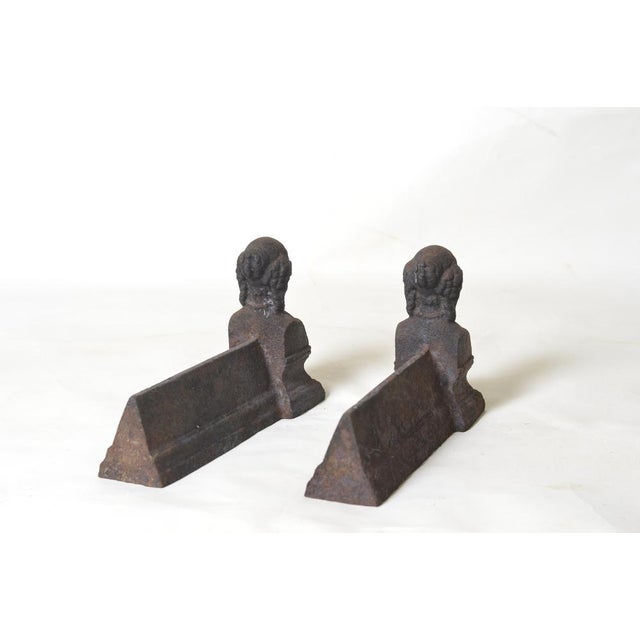 Metal 19th Century Cast Iron Andirons, 1890s, Set of 2 For Sale - Image 7 of 9