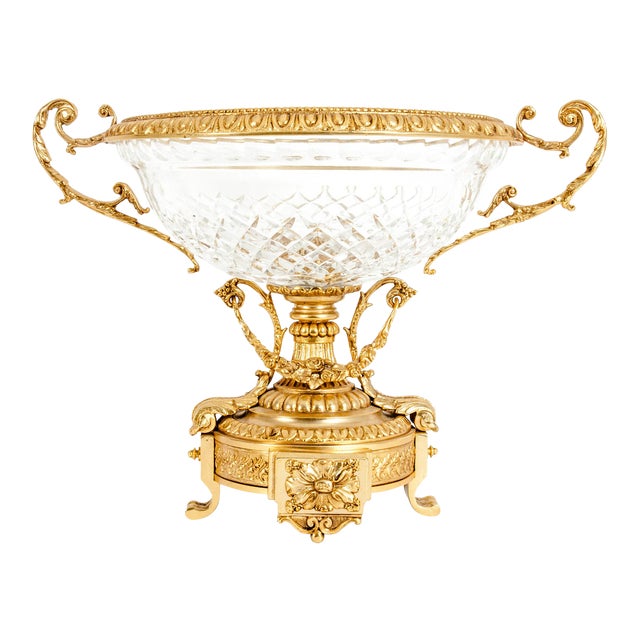 Footed Gilt Bronze Mounted Diamond Cut Crystal Centerpiece Chairish